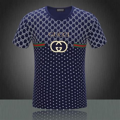 gucci blue yellow logo men t shirt